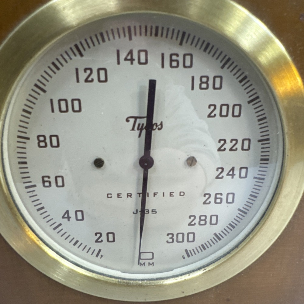Tacos J-35 Certified Barometer - Wood Brass On Stand - Picture 2 of 5